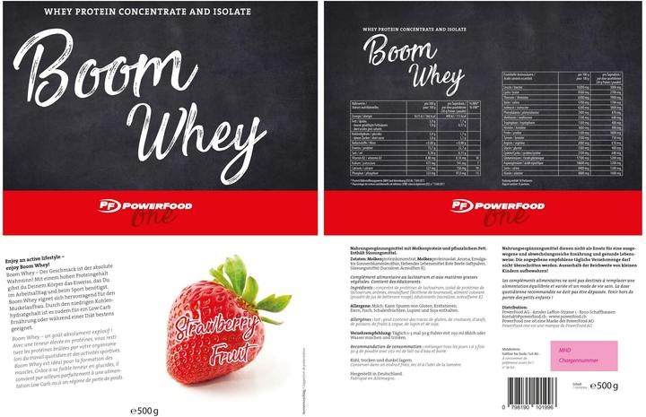 Valori nutrizionali e ingredienti PowerFood One Boom Whey (Fragola, 1 pz., 1000 g)