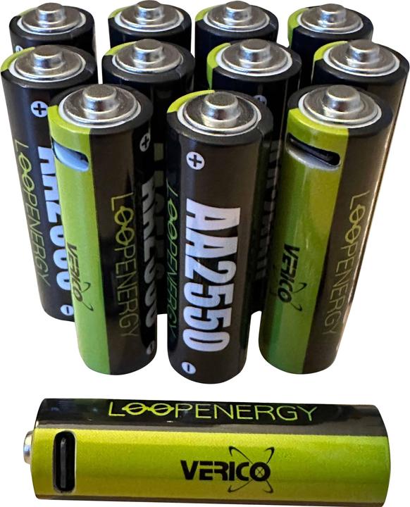 Verico Li-Ion-Akku Loop Energy AA, mit USB-C Buchse, 12er Pack (12 Stk., AA, 1700 mAh)