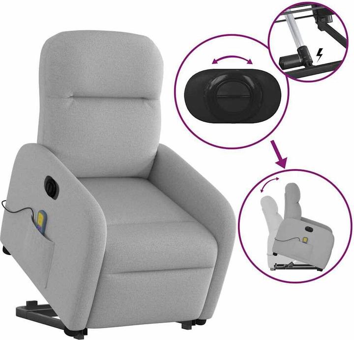 Image du produit VidaXL Fauteuil de massage releveur électrique Gris nuageux Tissu