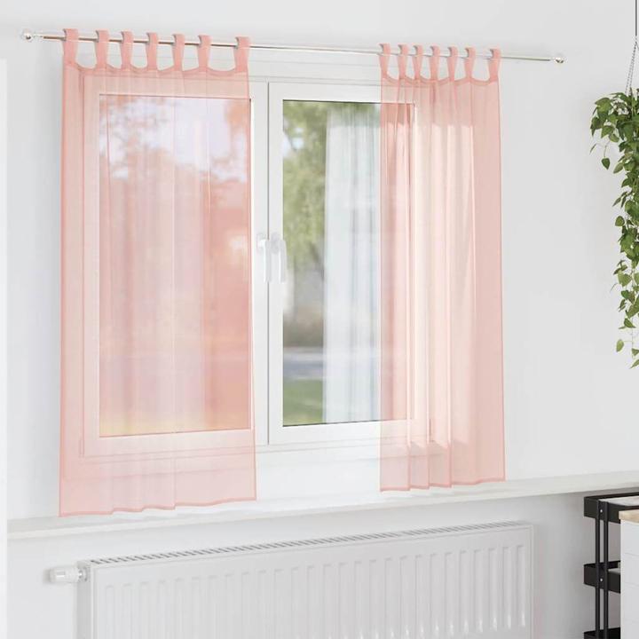 Produktbild VidaXL Voile Vorhänge mit Stangentaschen 2 Stk. Rosa (140 x 175 cm)
