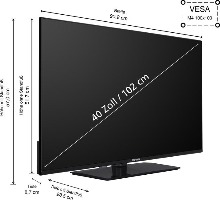 Produktbild Telefunken Fernseher 40 Zoll Smart TV VIDAA XF40VP750M - Full HD Fernseher, HDR TV mit Triple-Tuner (40", LED, Full HD, 2025)