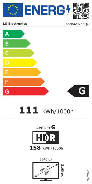 Energy Label H.L Data Storage TV Set||65"||4K|3840x2160|Wireless LAN|Bluetooth|webOS|65NANO753QC (65", LED, 4K)