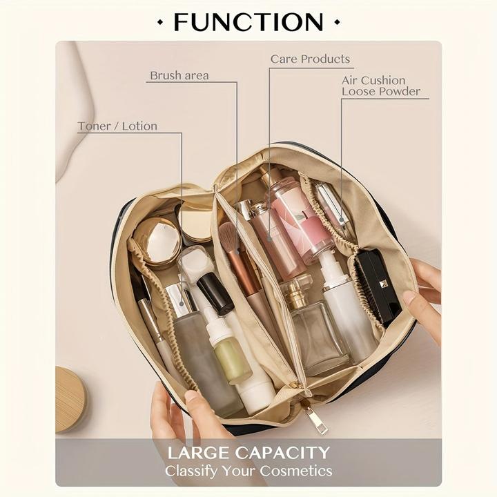 Actual product image Only-Bags.Store Spacious waterproof faux leather make-up bag with handle - portable travel cosmetics organiser with