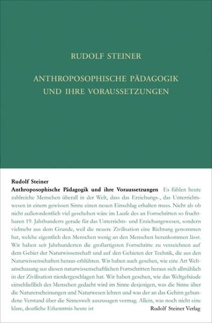 Produktbild Anthroposophische Pädagogik und ihre Voraussetzungen (Deutsch, Rudolf Steiner, 2017)