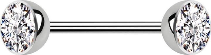 Star Piercing Micro Barbell silber mit zwei Halbkugeln Kristall silber (ohne Messing, Titan G23)