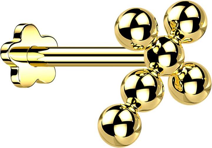 Image du produit Star Piercing Micro Threadless Labret fleur plaqué or croix boules (sans laiton)