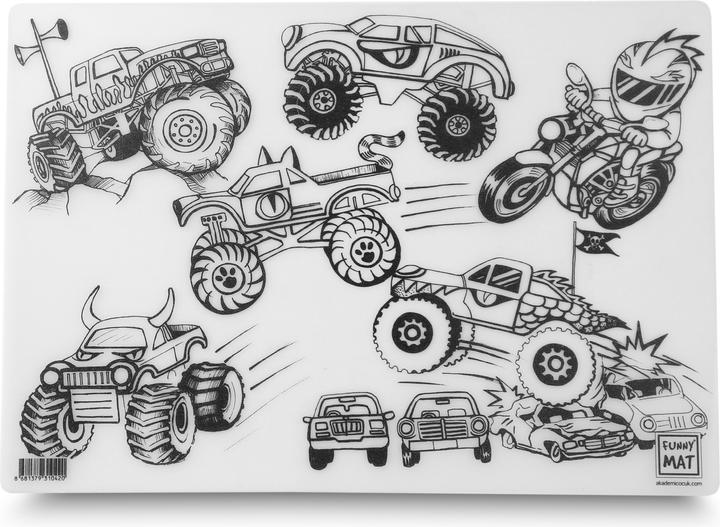 Actual product image Funny Mat Reusable Painting Mat MONSTER TRUCKS (48 x 33.5 cm)