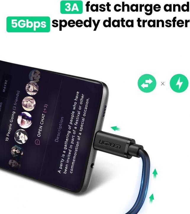 Actual product image Ugreen USB C — USB C (0.50 m, USB 3.1)