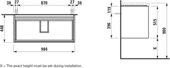 Produktbild Laufen Lani Waschtischunterbau, 2 Schubladen, SoftClose, 985x515x450mm, H403562112