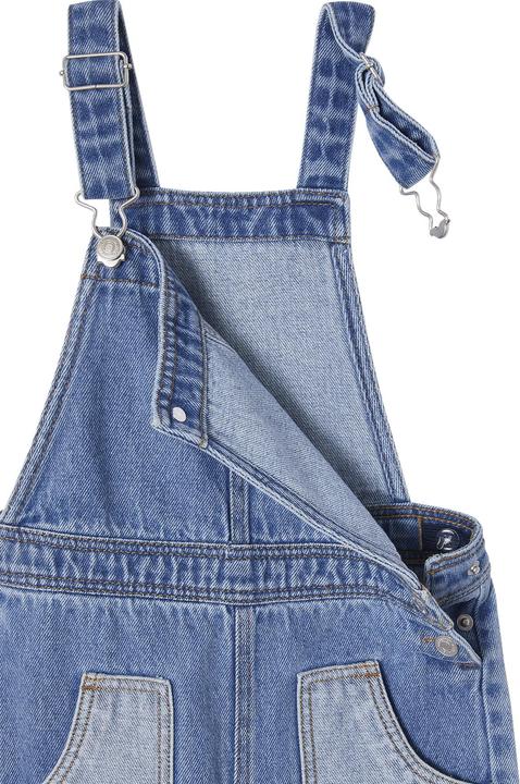 Actual product image Vertbaudet Wide girls' denim dungarees with contrast effect (98)