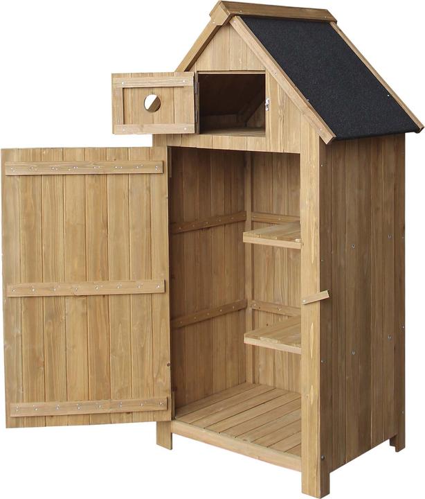 Wiltec Abri de jardin en bois d'épicéa Toiture bitumée 770x540x1370mm Abri de jardin