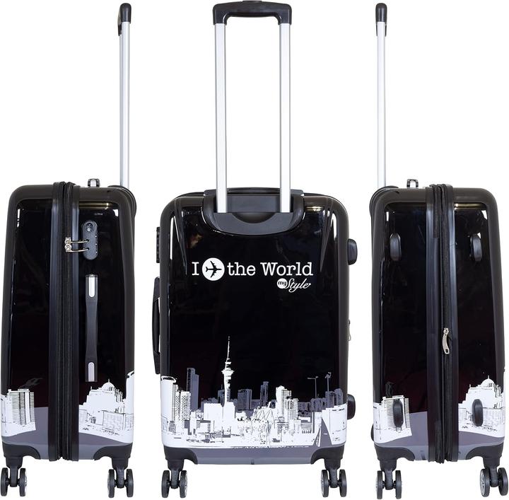 Produktbild Trendyshop365 3-teiliges Hartschalen-Kofferset mit Städte-Motiv (94 l, Handgepäck (bis 50l))