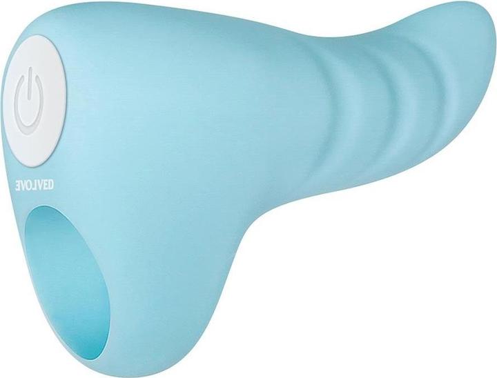 Actual product image Evolved Love is Rechargeable Pinkie Promise Blue Finger Vibrator