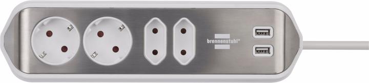 Actual product image Brennenstuhl Corner socket strip (4 x, CEE 7/16, USB, 2 m)