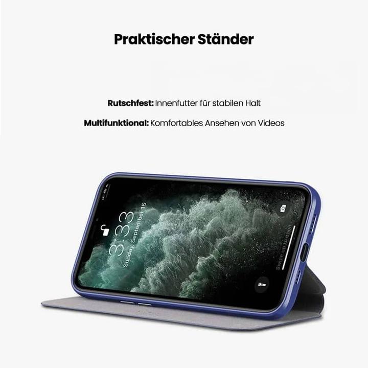 Produktbild X-Level Samsung Galaxy S7 edge - FIBColor Flip Etui, Kunstleder, 360° Rundumschutz, Dunkelblau (Samsung Galaxy S7 Edge)
