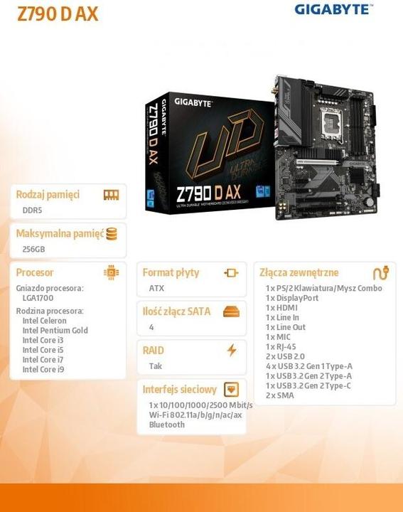 Produktbild Gigabyte Z790 D AX (LGA 1700, Intel Z790 Express, ATX)
