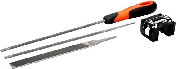 Immagine prodotto Bahco Set di lime per motosega ERGO con impugnatura bicomponente e guida per lime, 4 x 200 mm (200 mm)