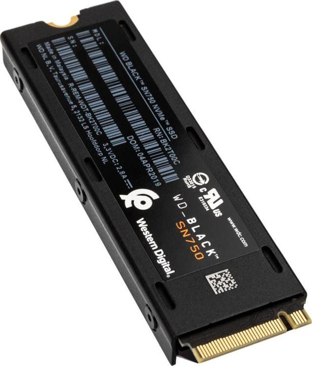 Produktbild WD Black SN750 Gaming - mit Heatsink (2000 GB, M.2 2280)