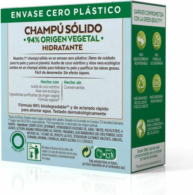 Actual product image Garnier ORIGINAL REMEDIES champú sólido hidratante de coco 2 X 60 gr (Solid shampoo)
