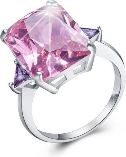 Hermex versilberter Ring Pink Topaz / Amethyst - Gr. 54 / Size 7 (7, 54)