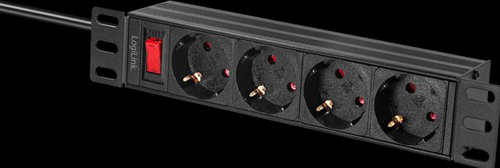 Image du produit LogiLink 10" Prises multiples 4x, avec interrupteur (4 x, CEE 7/3, 2 m)