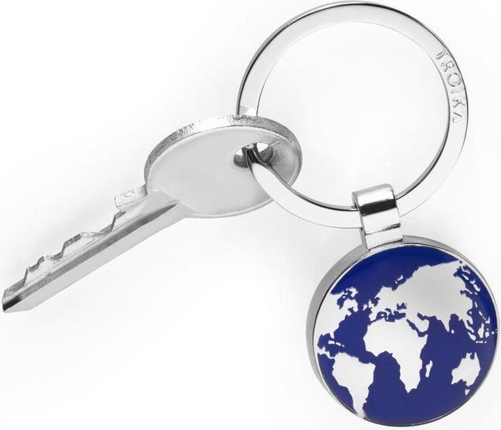 Actual product image Troika AROUND THE WORLD Key ring world map round, glossy grey/blue