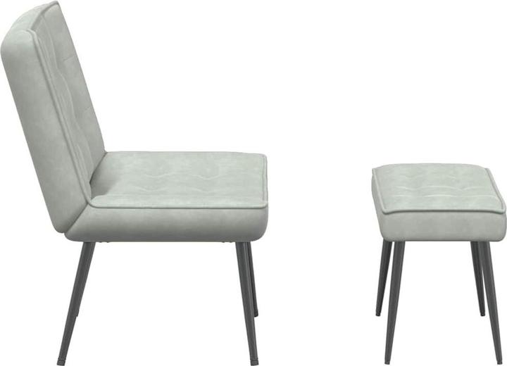 Produktbild VidaXL Relaxsessel mit Hocker Hellgrau Samt Sessel Sessel mit Hocker