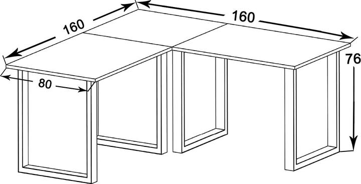 Produktbild VCM Eckschreibtisch Lona Tiefe 80 cm U Alu Silber (160 x 80 x 76 cm)