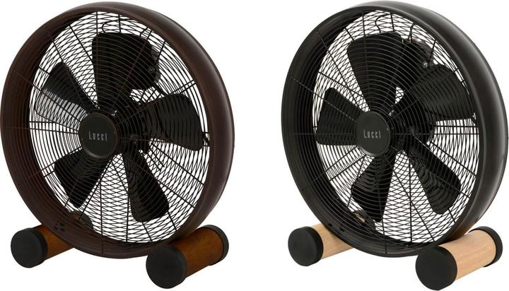 Actual product image EMZ Designer floor fan with wooden feet, HxWxD 480 x 460 x 190 mm, black. (53 dB)