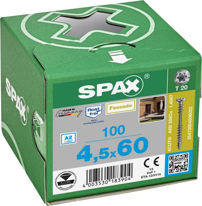 Actual product image Spax Fassadenschrauben LK A2,4.5x60mm (100 Screws per piece)