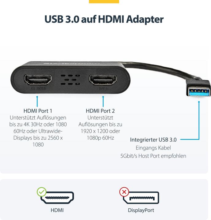 Produktbild StarTech USB32HD2 (HDMI, 31.50 cm)