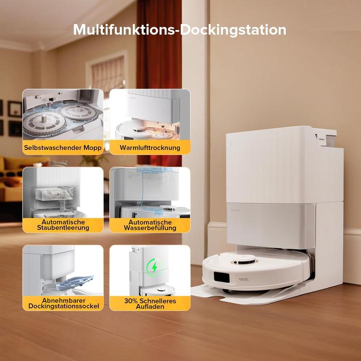 Produktbild Roborock Qrevo S5V Saugroboter mit Wischfunktion&Hebarem Wischmopp,Zero-Tangle System,12000Pa,Weiss (Saugroboter)