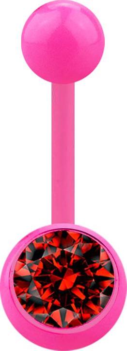 Star Piercing Banane pink mit Kugel und Kugel Kristall rot (Acryl, ohne Messing)