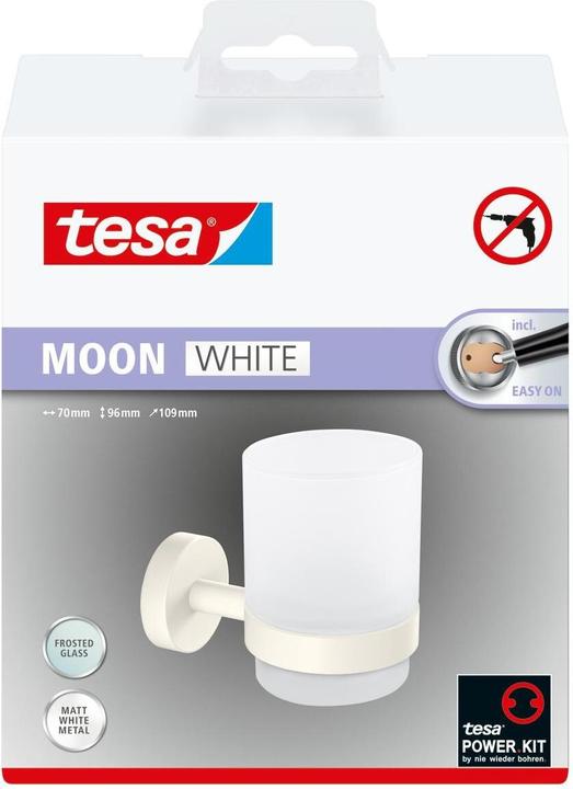 Immagine prodotto tesa Bicchierino per spazzolini MOON WHITE con soluzione adesiva senza foratura