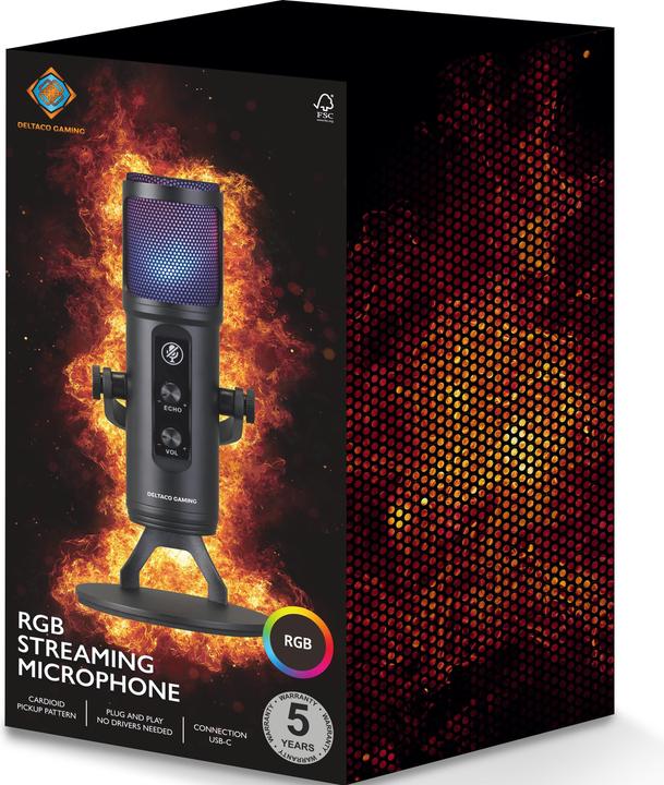 Actual product image Deltaco Gaming RGB Microphone