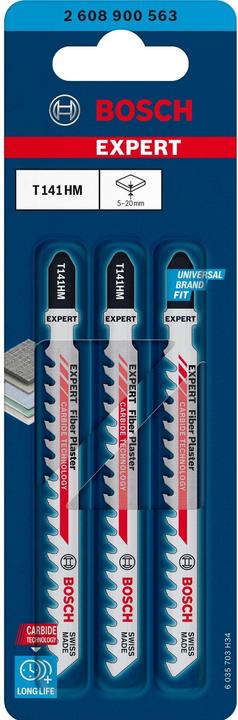 Image du produit Bosch Professional Zubehör Lame de scie sauteuse Expert "Fiber Plaster" T 141 HM, 3 pièces