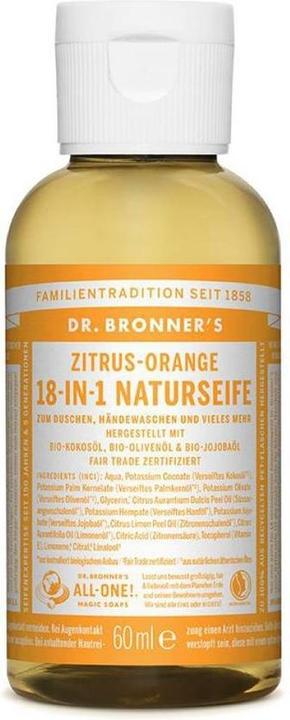 Actual product image Dr. Bronner's 18-in-1 Citrus-Orange (Liquid soap, 240 ml)