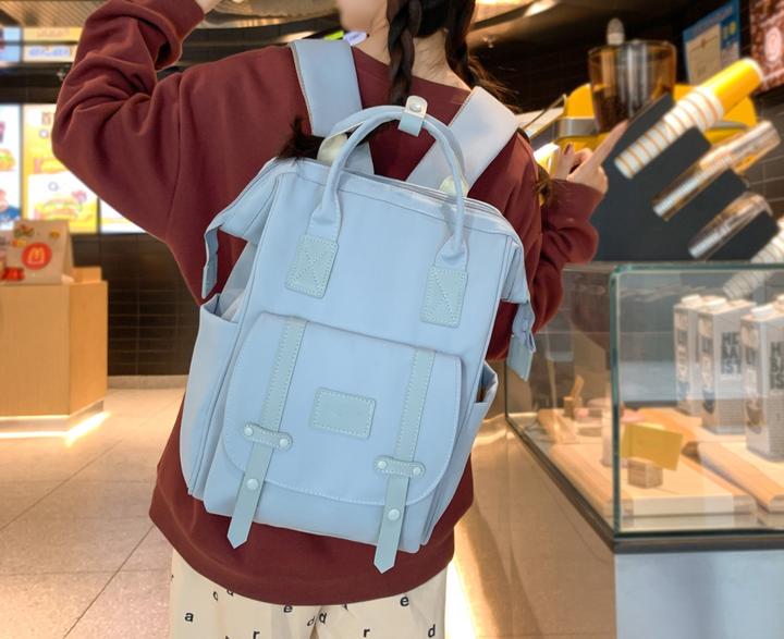 Image du produit Only-Bags.Store Sac à dos fourre-tout esthétique, sac d'école de style preppy, sac à dos léger de voyage pour