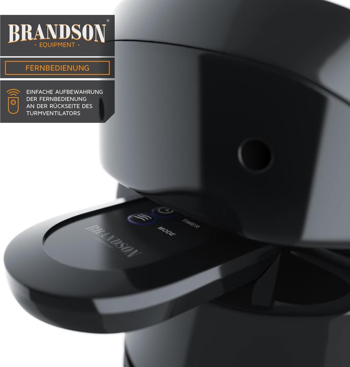 Image du produit Brandson ventilateur tour, télécommande, oscillation, minuterie, 60W, ventilateur colonne 86cm, noir, noir (47 dB)