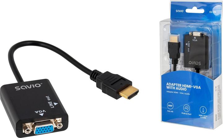 Produktbild Savio CL-23 Videokabel-Adapter VGA (D-Sub) HDMI Typ A (Standard) (VGA, HDMI, 50 cm)