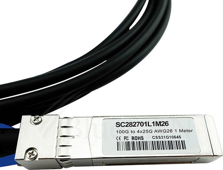Actual product image CBO Arista CAB-Q-4S-100G-3M Compatible BlueLAN QSFP28 DAC SC282701L3M26