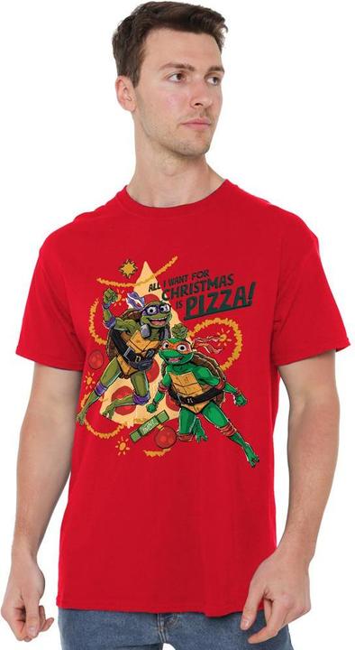 Immagine prodotto Teenage Mutant NT Maglietta Natale Michelangelo e Donatello Pizza Uomo (4XL)