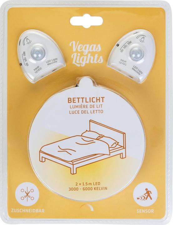 Image du produit Vegas Lights Bande LED d'éclairage de lit, lot de 2 (Blanc chaud, 150 cm, Intérieur)