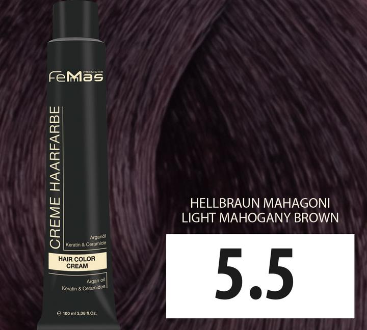 Immagine prodotto FemMas 5.5) Colore per capelli marrone chiaro mogano 100ml (Mogano marrone chiaro)