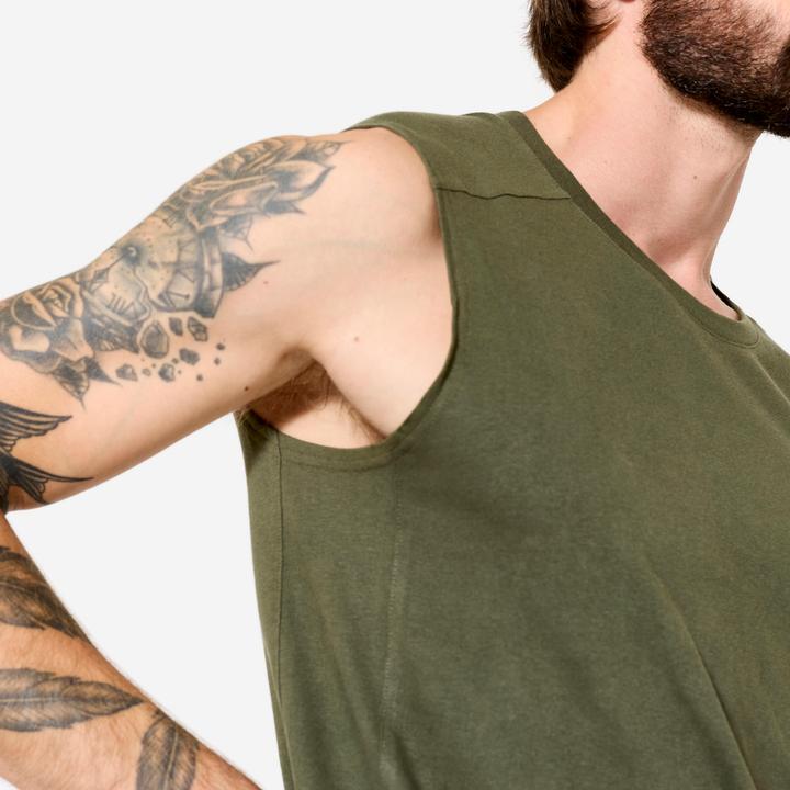 Actual product image Domyos Men's Stretchy Fitness Tank Top - Khaki Green (XL)