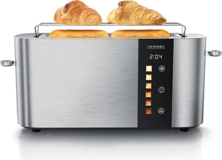 Arendo Toaster Edelstahl 2 Scheiben Langschlitz, Touch Display, Restzeit & Bräunungsgradanzeige, 1000 W (EU-Stecker)