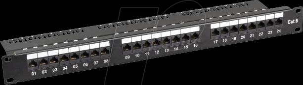 Produktbild EFB Elektronik EFB Patchpanel Cat.6 UTP 48,30cm (19")/1HE 24xRJ45 schwarz