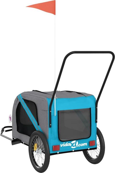 Produktbild VidaXL Fahrradanhänger Hunde Blau und Grau Oxford-Gewebe und