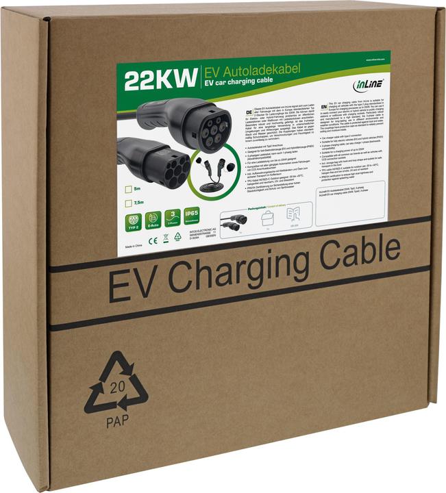 Image du produit InLine Câble de recharge EV pour voiture (Type 2, 22 kW, 32 A, 5 m)