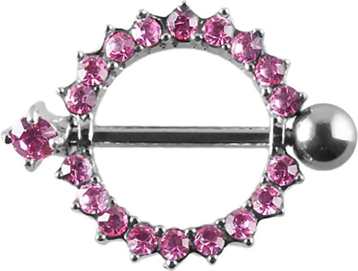 Star Piercing Barbell Kristallkranz pink (ohne Messing, Chirurgenstahl 316L)